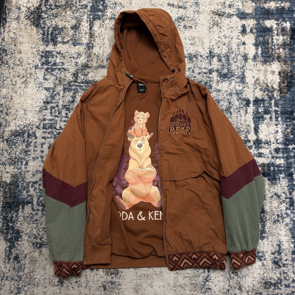 Boxlunch Disney Brother Bear Koda & Kenai Color Block Windbreaker Jacket Large